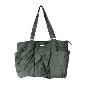 Baggallini Gray Yellow Nylon Diaper Bag Handbag Luggage Washable Utility Cargo